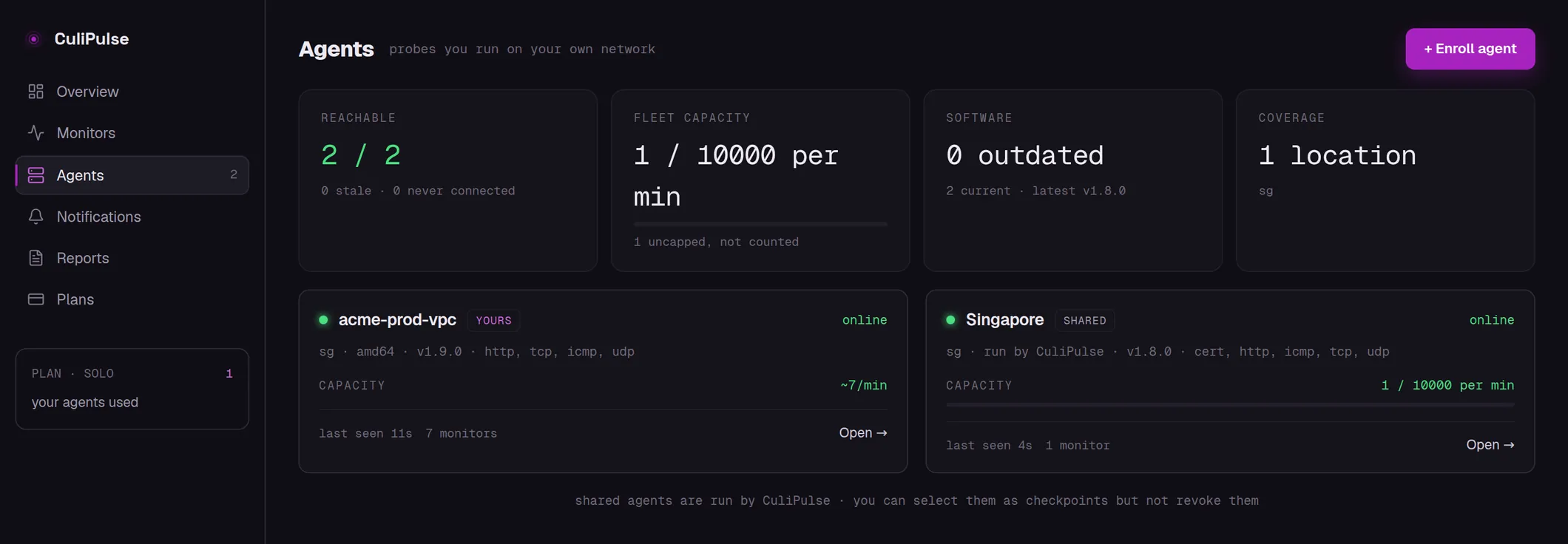 CuliPulse agents — a private agent plus a shared agent